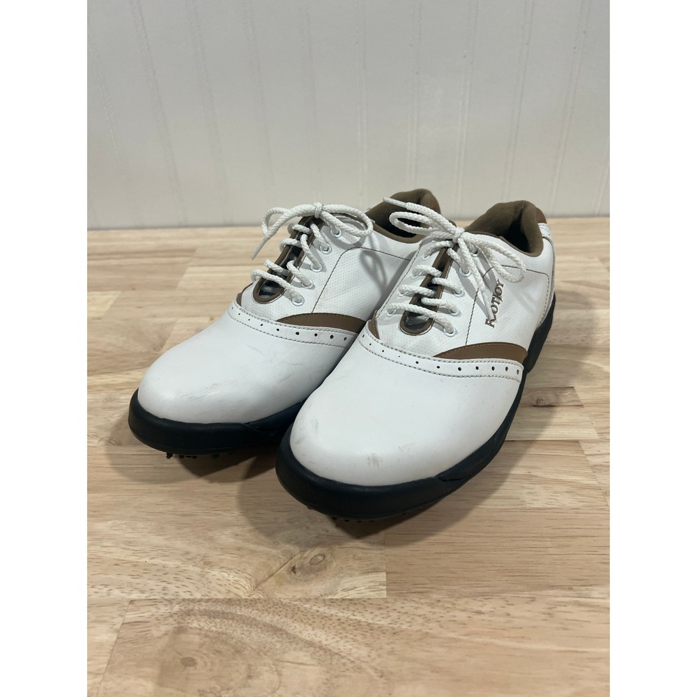 Footjoy‎ Greenjoy Golf Shoes Soft Spikes White Tan Women Size 8